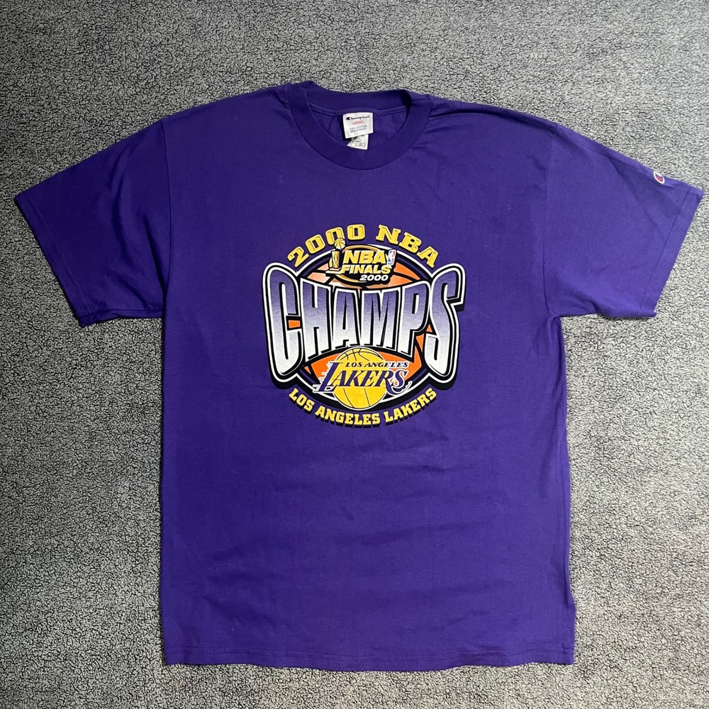 Vintage Champion Los Angeles Lakers 2000 NBA Finals Champs T-Shirt Mens Large